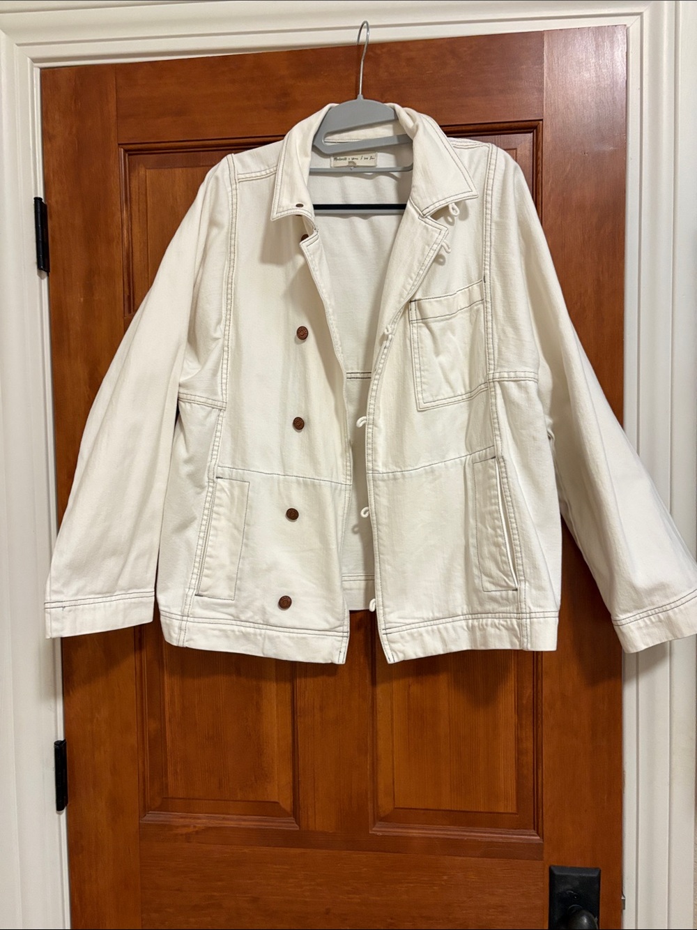 Madewell Off-White Utility Jacket with Brown Buttons